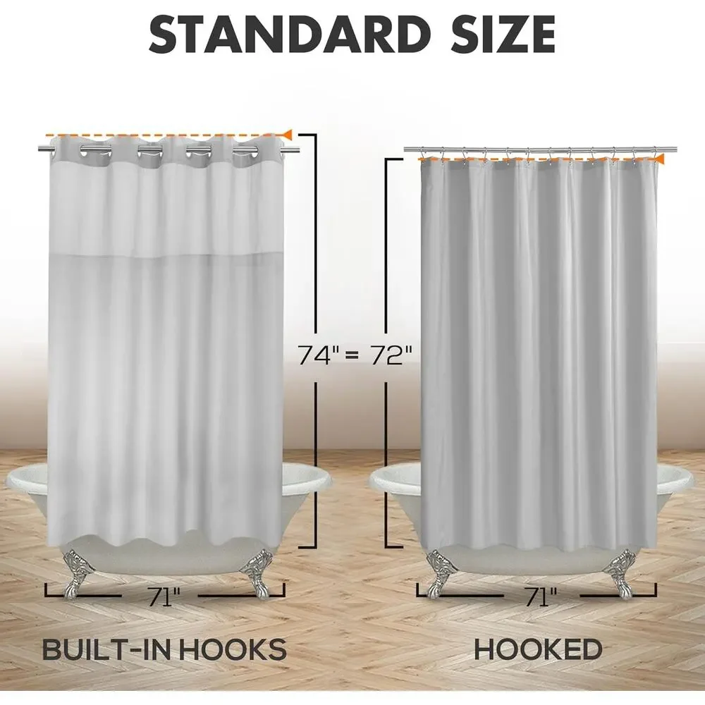 River Dream No Hook Slub Textured Shower Curtain PEVA Liner 71